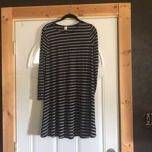 Black and white striped swing dress